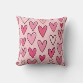 Zoete Pastel Roze Harten Naadloze Kussen (Voorkant)