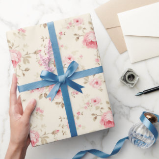 Zoete pastel roze rozen cadeaupapier