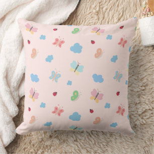 Zoete Pastel Vlinders & Lieveheersbeestjes Patroon Kussen