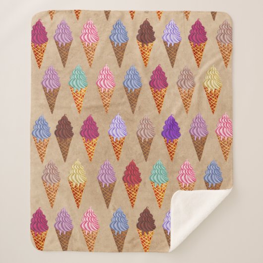 Zoete Pastel Waterverf Ijsje Meisjes Babykamer Sherpa Deken (Voorkant)