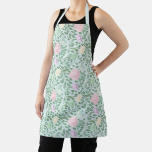Zoete pastelbloemen op blauw schort