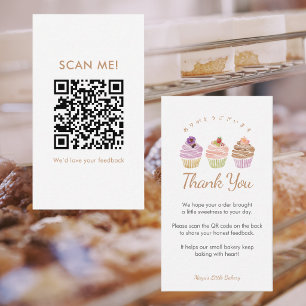 Zoete Pastelkleurige Cupcake Laat een Review QR Co Visitekaartje