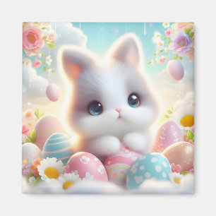 Zoete Pastelkleurige Kawaii Kitten Pasen Eieren Magneet
