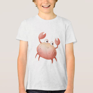 Zoete Pastelkleurige Krab Watercolor Illustratie Tri-Blend Shirt