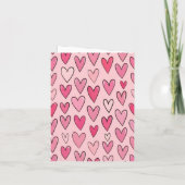 Zoete pastelroze harten Valentijnsdag kaart (Achterkant)