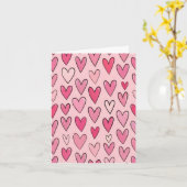 Zoete pastelroze harten Valentijnsdag kaart (Gele Bloem)