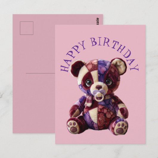 Zoete patchwork knuffel Beer Briefkaart (Voorkant / Achterkant)