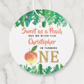 Zoete peach boys 1e verjaardag bedankjes labels (Voorkant)