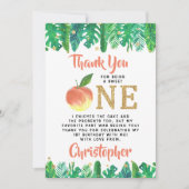 Zoete peach boys 1e verjaardag bedankkaart (Voorkant)