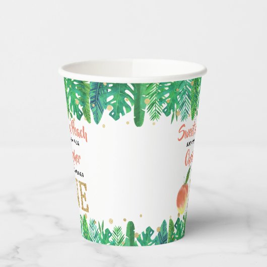 Zoete peach boys 1e verjaardag papieren bekers (Links)