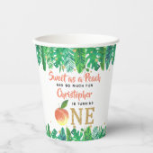 Zoete peach boys 1e verjaardag papieren bekers (Voorkant)