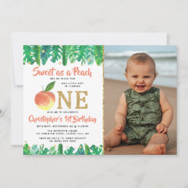 Zoete peach boys 1st Birthday foto Kaart