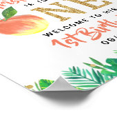 Zoete peach boys 1st Birthday Welkom Poster (Hoek)