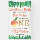 Zoete peach boys 1st Birthday Welkom Spandoek (Verticaal)