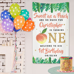 Zoete peach boys 1st Birthday Welkom Spandoek