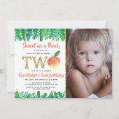 Zoete peach boys 2e verjaardag foto kaart (Voorkant)