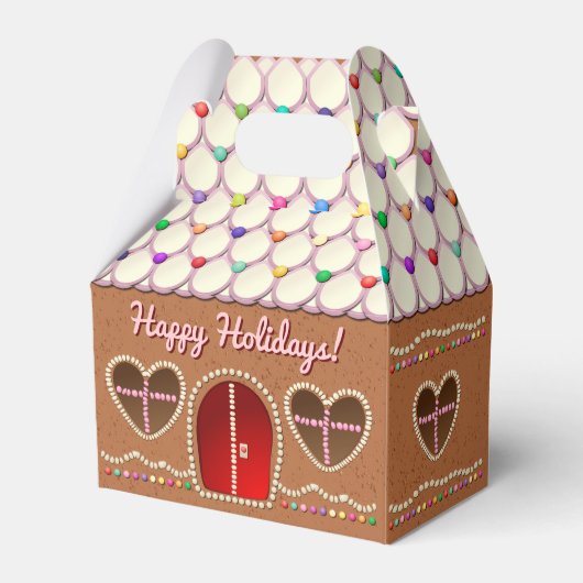 Zoete peperkoek huis met hartvormige ramen bedankdoosjes (Achterkant)