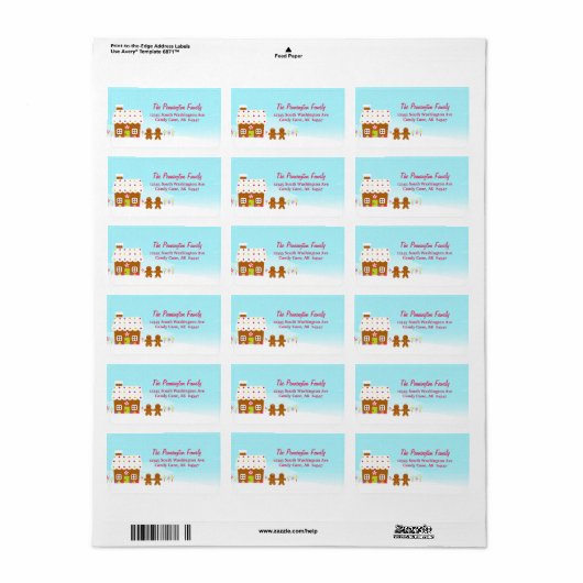 Zoete peperkoek huis vakantie adres label (Full Sheet)