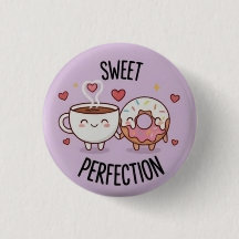 Zoete Perfectie Kawaii Koffie & Donut Speld Badge