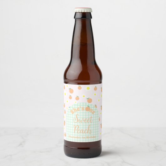 Zoete Perzik 1e Verjaardag Bier Etiket (Voorkant)