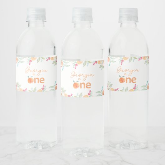 Zoete Perzik 1e Verjaardag Waterfles Labels Etiket (Flessen)