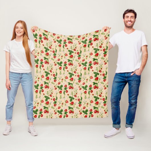 Zoete Perzik Aardbei Botanische Worpdeken Fleece Deken (In situ)