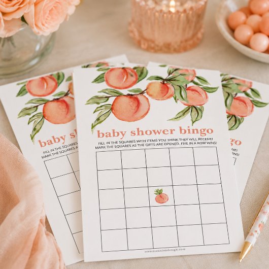 Zoete Perzik Baby Shower Bingo Spel