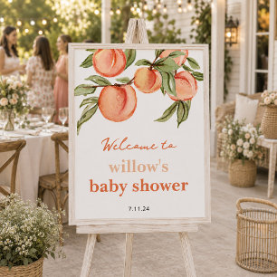Zoete Perzik Baby Shower Poster Welkom Bord
