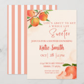 Zoete Perzik Baby Shower Uitnodiging – Speelse Per (Voorkant / Achterkant)