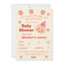 Zoete Perzik Baby Shower Uitnodiging voor Meisje