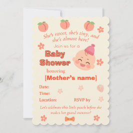 Zoete Perzik Baby Shower Uitnodiging voor Meisje