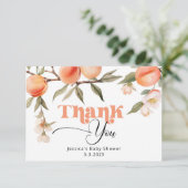 Zoete perzik babyshower bedankkaart kaart (Staand voorkant)