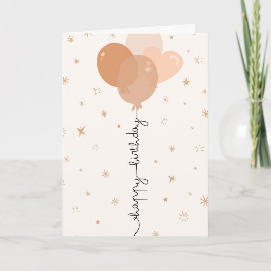 Zoete Perzik Ballon Verjaardag Kaart (Voorkant)