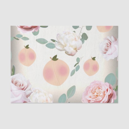 ZOETE PERZIK Bloemige Verjaardag Bruidsdouche Tissuepapier (Voorkant)