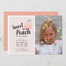 Zoete perzik Cute meisje foto verjaardag Kaart