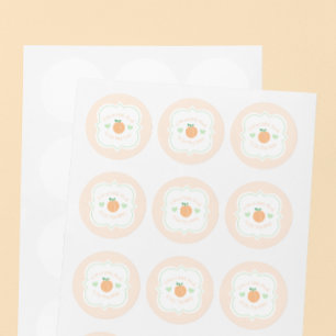 Zoete Perzik Elegante Baby Shower Ronde Sticker