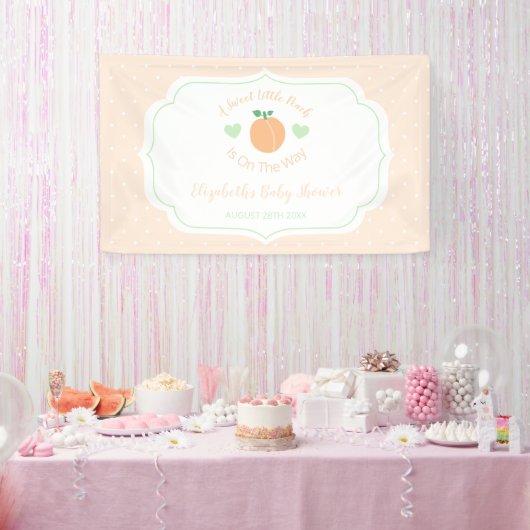 Zoete Perzik Elegante Baby Shower Spandoek (Feest)