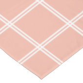 Zoete Perzik en Witte Dubbele Streep Plaid Tafelkleed (Gekanteld)