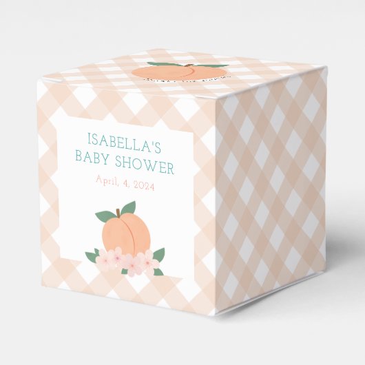 Zoete perzik & gingham bedankdoosjes (Voorkant Zijde)