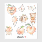 Zoete Perzik Hart Fruit Ballon Beer Egel Sticker (Vel)