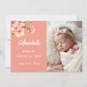 Zoete Perzik Multi Foto Baby Aankondiging (Voorkant)