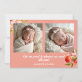 Zoete Perzik Multi Foto Baby Aankondiging (Achterkant)
