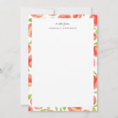 Zoete perzik patroon gepersonaliseerd notitiekaartje (Voorkant)