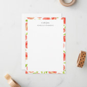 Zoete perzik patroon gepersonaliseerd notitiekaartje (Voorkant / Achterkant in situ)