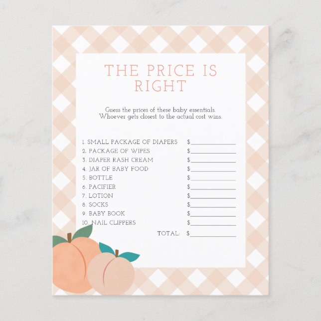 zoete perzik | Raad de Prijs Douche Spel (Voorkant)