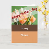 Zoete Perzik Roos Moederdag kaart (Gele Bloem)
