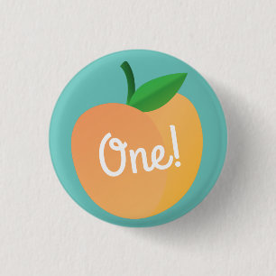 Zoete Perzik Schattig Fruit 1e Verjaardagsfeest Th Ronde Button 3,2 Cm
