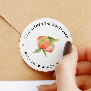 Zoete Perzik Thema Retouradres Ronde Sticker