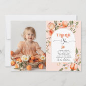Zoete perzik verjaardagsfeestfoto dank u kaart (Voorkant)