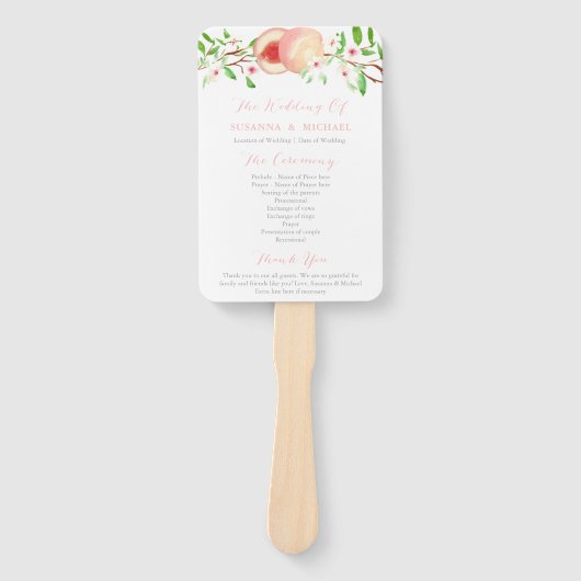 Zoete perziken zuidelijke bruiloft ceremonie progr handwaaier (Voorkant)
